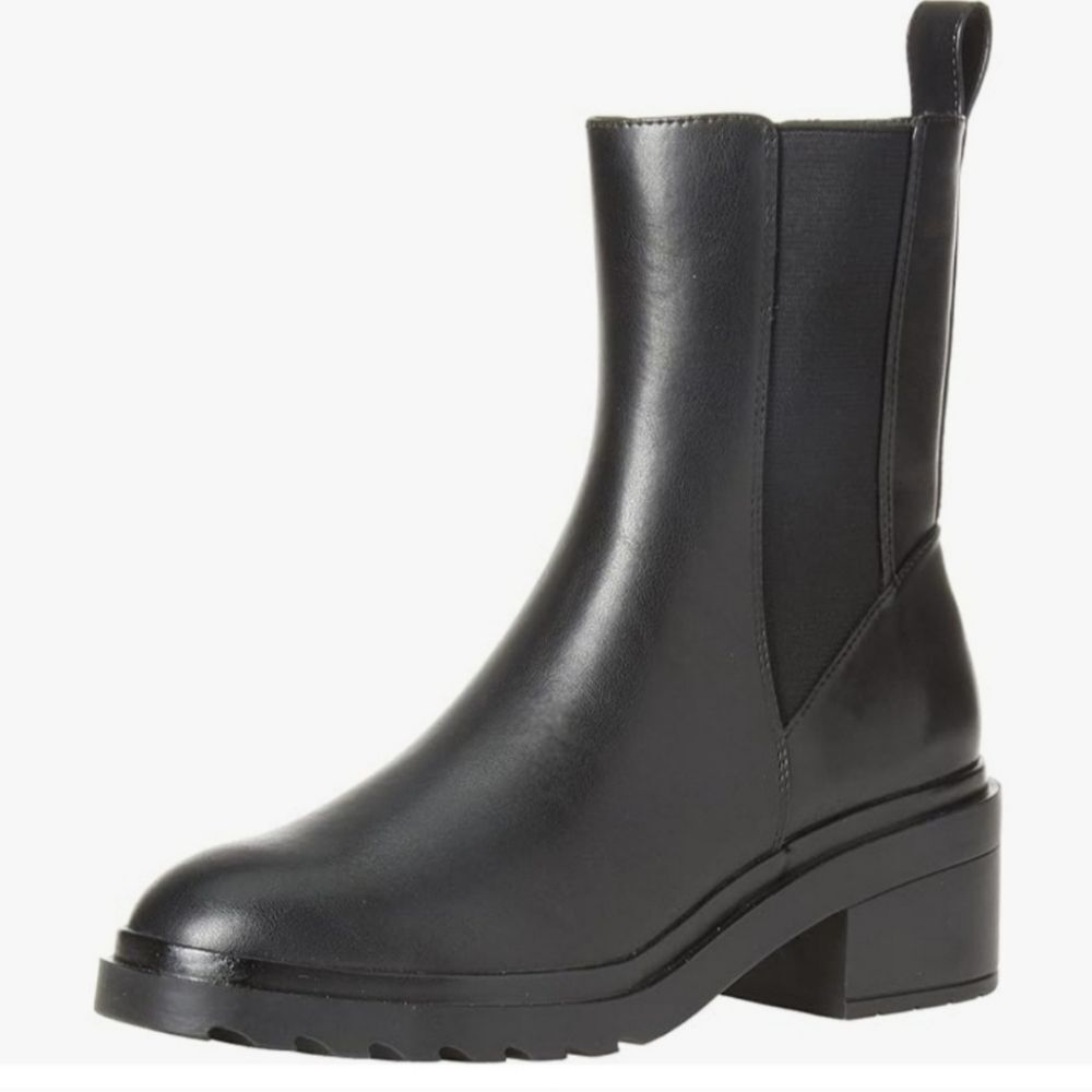 Amazon Essentials Chunky Sole Chelsea Boot Black Pull On Size 9.5w New With Box